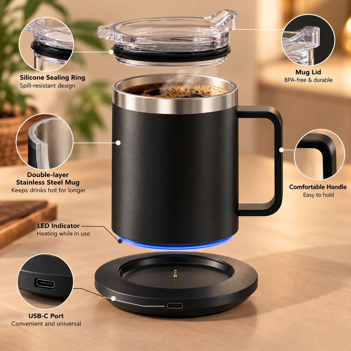 Smart Heated Coffee Mug